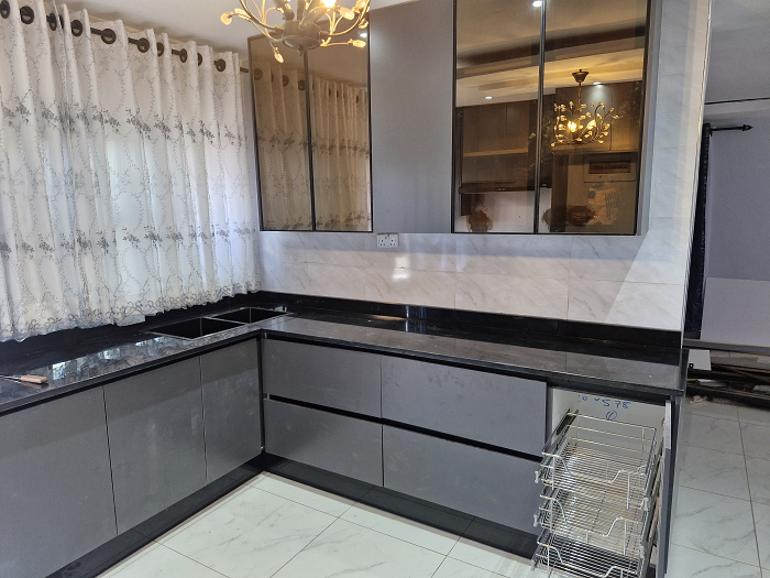 Storm Grey Melamine Kitchen by Engwave Kitchens